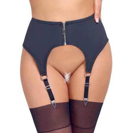 Cottelli Lingerie Matte Black Suspender Belt L with Adjustable Straps