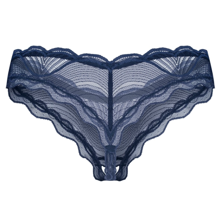 Obsessive Nightly Blue Thong XL/2XL - Soft Lace, Crotchless Design