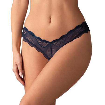 Obsessive Nightly Blue Thong M/L Transparent Lace Crotchless Design