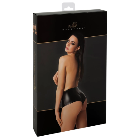 Noir Orgia Mysteria Powerwetlook Hot Pants XL, Black, Stretch Fit