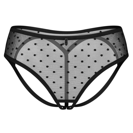 Obsessive Nuites Panty Crotchless 2XL/3XL Black Mesh Dot Design