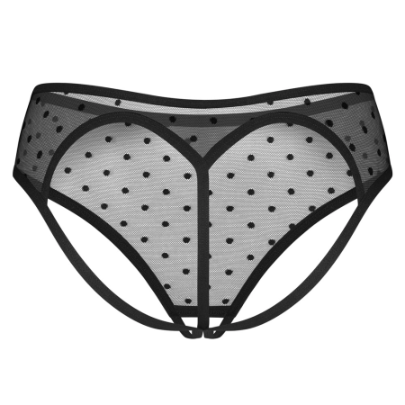 Obsessive Nuites Panty Crotchless 2XL/3XL Black Mesh Dot Design