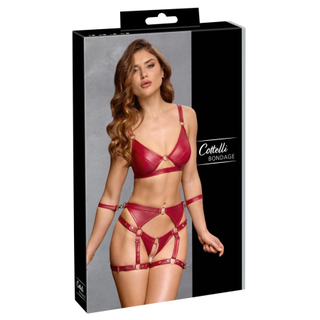 Cottelli Bondage Wireless Bra & Suspender Briefs Set Red S
