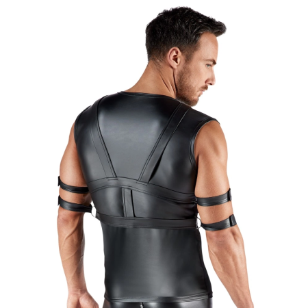 Svenjoyment Bondage Men's Powernet Shirt with Adjustable Harness M Black
