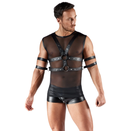 Svenjoyment Bondage Men's Powernet Shirt & Restraint Set Black S