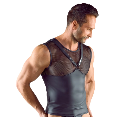 Svenjoyment Men's Chest Harness Top XL, Black, Matte & Mesh Design