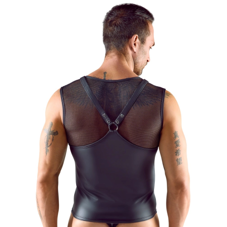 Svenjoyment Men's Shirt L Matte Black Mesh Chest Harness Style
