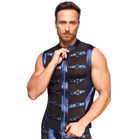 NEK Shirt Metallic Blue Strap Design with Powernet Inserts Size S