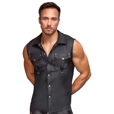 NEK Sleeveless Shirt 3XL Black Matte Look with D-Ring Chest Pockets