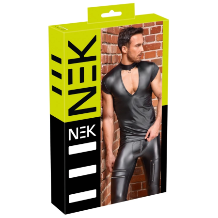 NEK Black Matte Short Sleeve Shirt 2XL V-Cut Stand-Up Collar