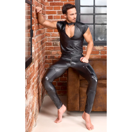 NEK Black Matte Men's Shirt L with V-Cut and Stand-Up Collar