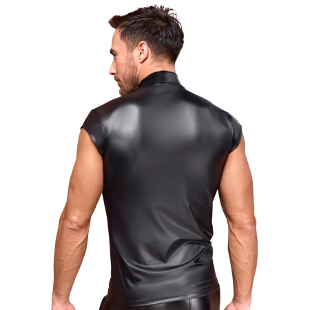 NEK Black Matte Men's Shirt L with V-Cut and Stand-Up Collar