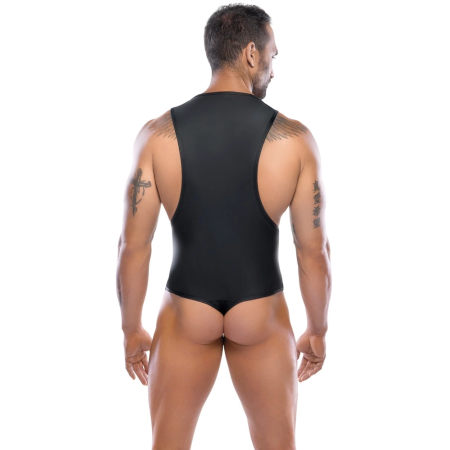 Svenjoyment Men's Body L Black Matte Wrestler-Style Zip Bodysuit