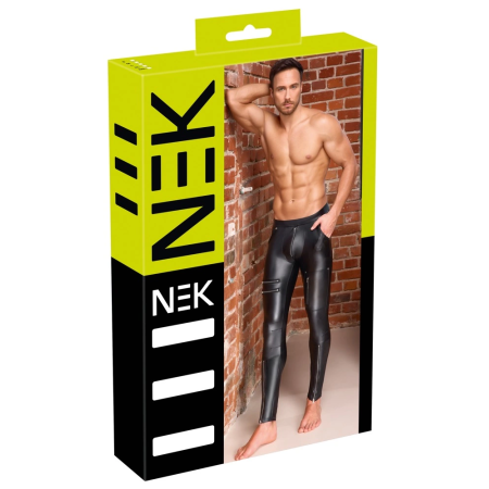 NEK Men's Matte Black Trousers with Multiple Zips & Stretch Waistband L