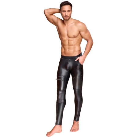 NEK Men's Matte Black Trousers with Multiple Zips & Stretch Waistband L