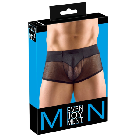 Svenjoyment Men's Black Mesh & Microfibre Pants, Size L, Breathable Design