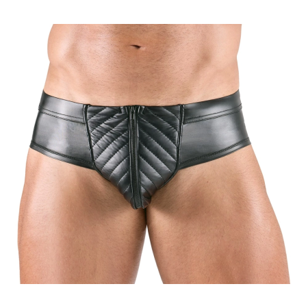 Svenjoyment Men's Shiny Black Briefs with Open Back L