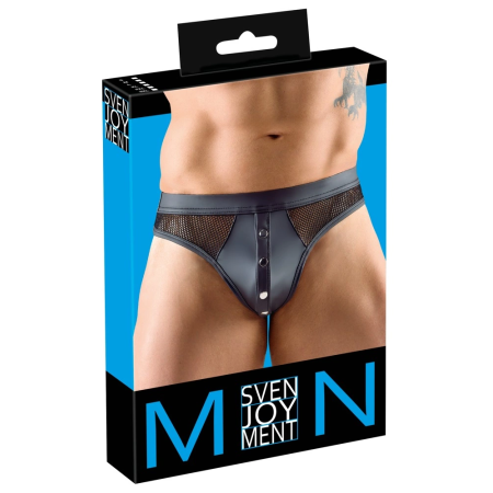 Svenjoyment Men's Thong 3XL Matte & Net Black Comfort Fit