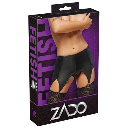 ZADO Lamb Leather Suspender Belt M - Retro Style, 4 Metal Straps