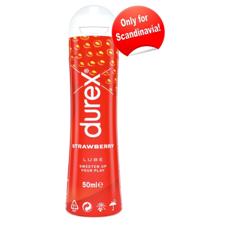 Durex Strawberry Lubricant 50 ml - Gentle Water-Based Formula, Flavoured