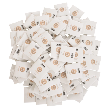 Secura Original 100 Pack Transparent Latex, Vegan, Silky Finish 53mm