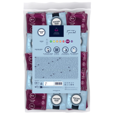 Mister Size 64mm Ultra-Thin Vegan Latex Condoms 100-Pack Large Fit