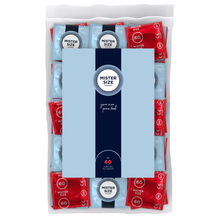 Mister Size 60mm Ultra Thin Latex Condoms 100-Pack Vegan Transparent