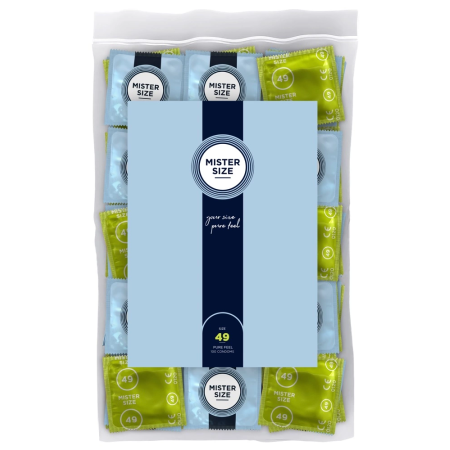 Mister Size 49mm Ultra Thin Latex Protection 100-Pack Vegan Transparent
