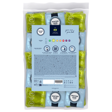 Mister Size 49mm Ultra Thin Latex Protection 100-Pack Vegan Transparent