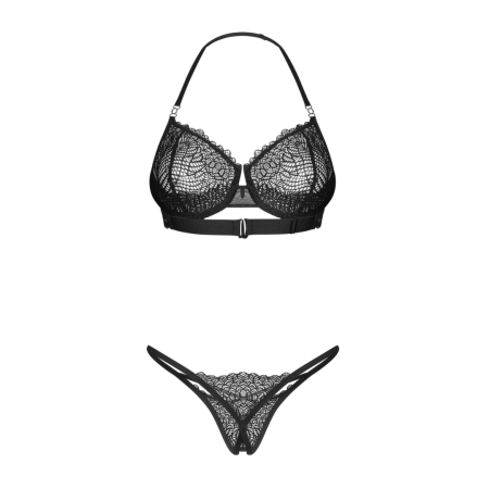 Obsessive Iliosa Black 2-Piece Lingerie Set 2XL/3XL, Lace & Straps