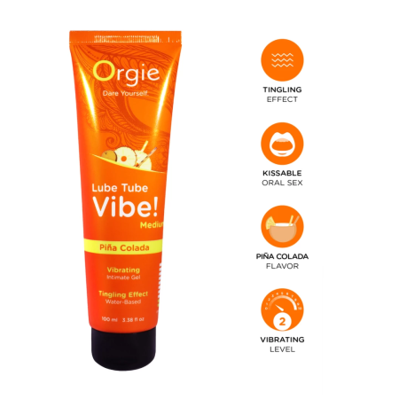 Orgie Lube Tube Vibe Pina Colada Flavored Intimate Gel 100ml