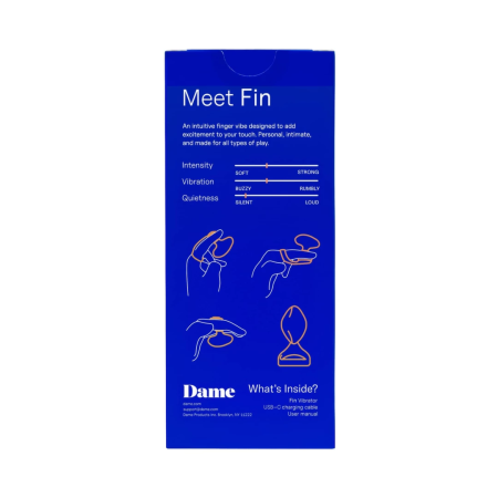 Dame Fin 2.0 Citrus - Compact Intimate Finger Device, Waterproof, USB-C