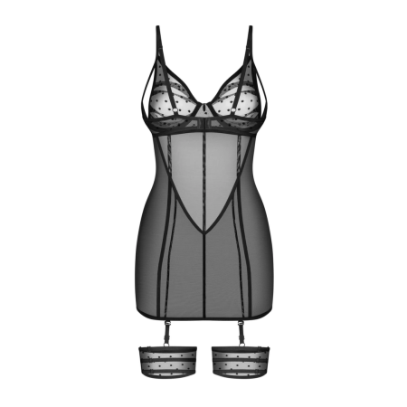 Obsessive Nuites Chemise Black 2XL/3XL - Elegant Sheer Night Dress