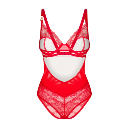 Obsessive Aliosa Teddy Red L/XL - Elegant Lace Bodysuit with Cutouts