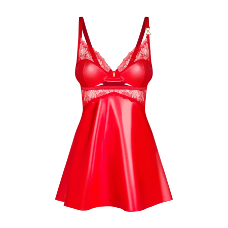 Obsessive Aliosa Lingerie Set Red S/M - Chemise & Thong, Adjustable Fit