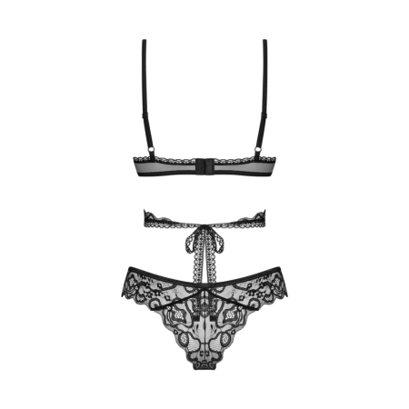Obsessive Blomentis 2-Piece Black Lingerie Set XS/S, Adjustable Lace