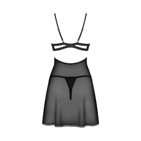 Obsessive Nutris Babydoll & Thong Set Black XL/2XL Soft Lace