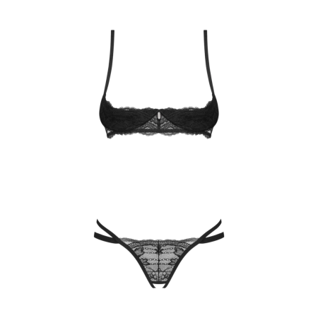 Obsessive Nutris Black Lace 2-Piece Open Set XL/2XL Adjustable