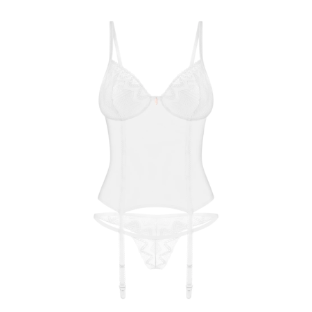 Obsessive Alissium Corset Set White XL/2XL Adjustable Lace Design