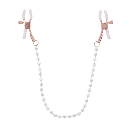 Sportsheets S&M Peaches n' CreaMe Pearl Nipple Clamps Rose Gold Adjustable