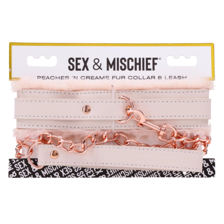 Sportsheets S&M Peaches 'n CreaMe Adjustable Fur Collar & Leash Set, Peach