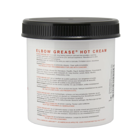 Elbow Grease Hot Cream Jar 443ml - Premium Warming Massage Formula
