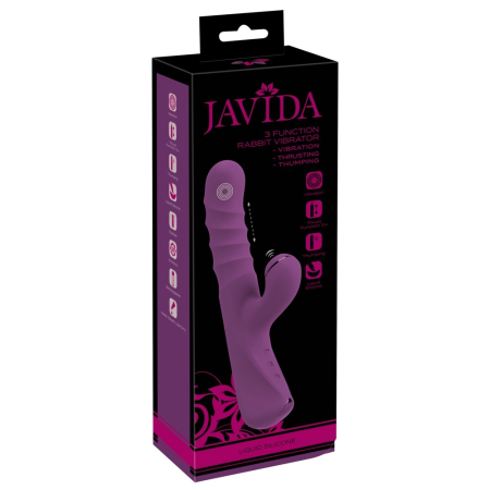 Javida 3 Function Rabbit Vibe - Thrust & Thumping, Liquid Silicone, 24cm