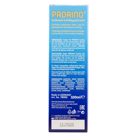 PRORINO Cooling Gel Soft 100ml - Water-Based Refreshing Formula