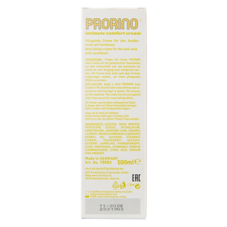 PRORINO Intimate Comfort Cream Anal Care 100ml - Soothing Formula