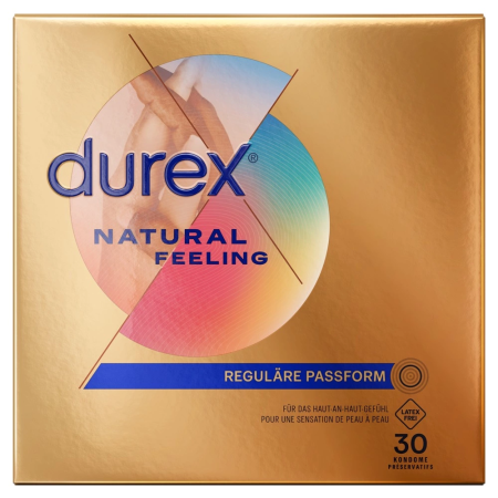 Durex Natural Feeling 30-Pack Polyisoprene Anatomical Condoms