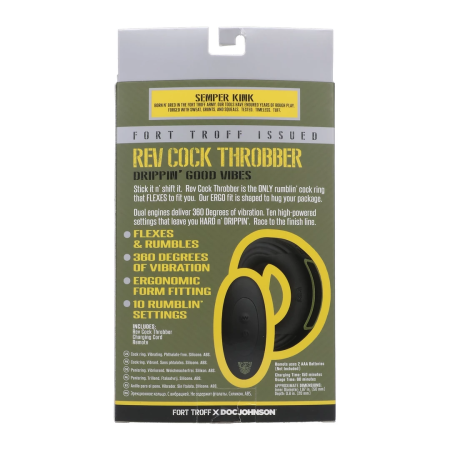 Rev Cock Throbber Large Black - Vibrating Intimate Ring Ergo Fit