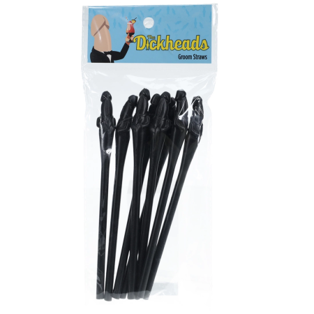 The Dickheads Groom Straws Black - Party Accessory Set 10 pcs