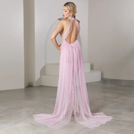 Private Dancer Teddy L Pink - Adjustable Garters & Detachable Chiffon Tulle