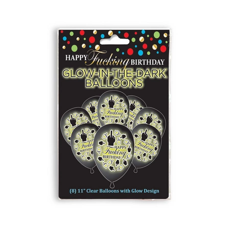 NPW Happy Birthday Glow Balloons 8-Pack - Luminous Party Decor 11"